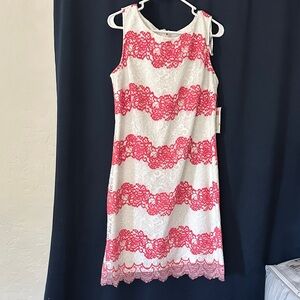Jessica Howard Pink and White Lace Dress